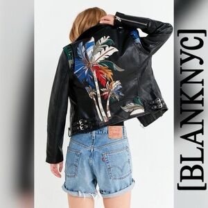 Blank NYC Island Fever Embroidered Vegan Leather Moto Jacket Size M